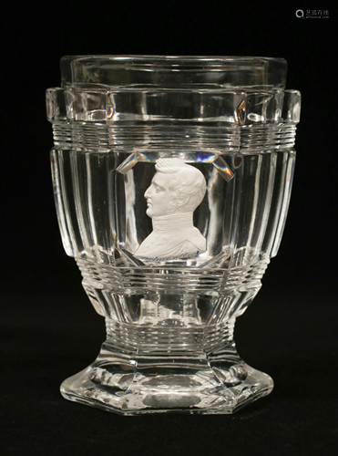 SULPHIDE AND GLASS GOBLET, 19TH.C. H 4.5