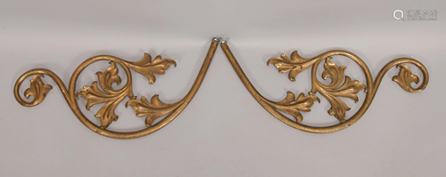 GILT BRONZE ARCHITECTURAL MOUNTS, PAIR, H …