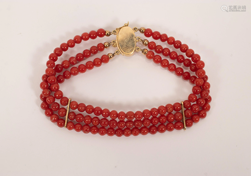 ITALIAN CORAL AND 18K YELLOW GOLD BRACELET 1960 L 6