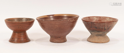 NATIVE AMERICAN INDIAN POTTERY BOWLS, THREE C 1900