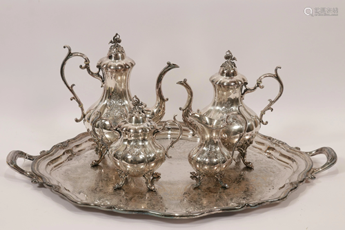 REED & BARTON 'THE WINTHROP' SILVER PLATE TEA SERVI…