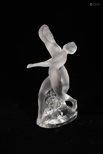 LALIQUE 'DEUX DANSEUSES' CRYSTAL FIGURINE, H …