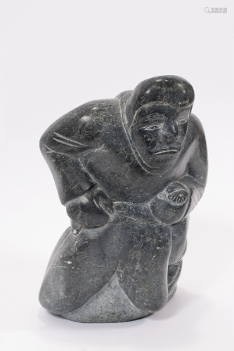 INUIT STONE SCULPTURE OF A HUNTER, H 14