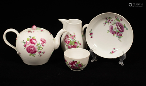 FURSTENBERG TEA POT, CREAMER, CUP AND SAUCER 4 PCS.