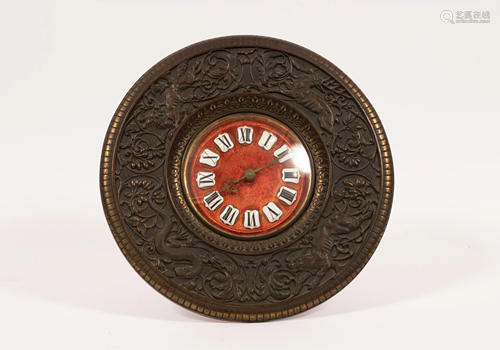 BRONZE PATINATED DIAL CLOCK, C. 1900, DIA 12