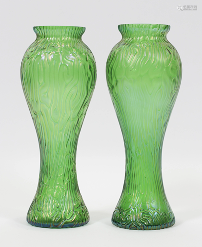 LOETZ GLASS IRIDESCENT VASES, C 1900 H 10