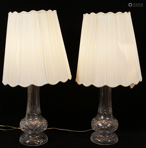 WATERFORD CRYSTAL TABLE LAMPS, PAIR, H 35