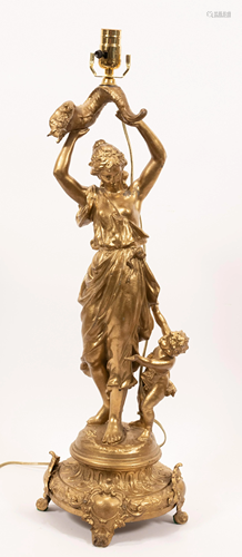 SPELTER FIGURAL TABLE LAMP, H 31