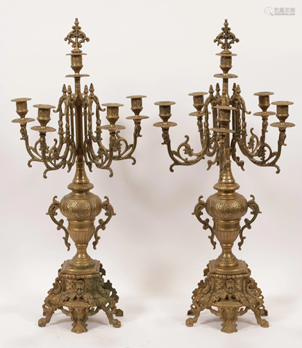 FRENCH BRONZE CANDELABRAS, PAIR 19TH.C. H 26.…