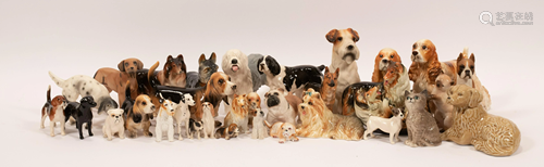 PORCELAIN, CERAMIC, CHALKWARE DOG & CAT FIGURINES,