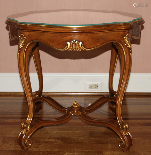 KARGES WALNUT HAND CARVED TABLE H 25