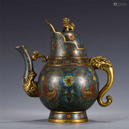 A CHINESE CLOISONNE HANDLED EWER