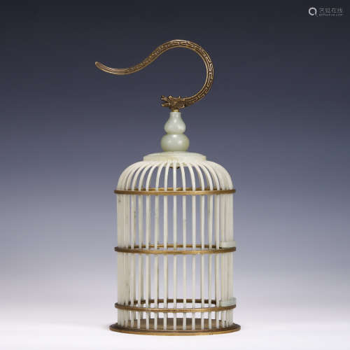 A CHINESE JADE BIRDCAGE