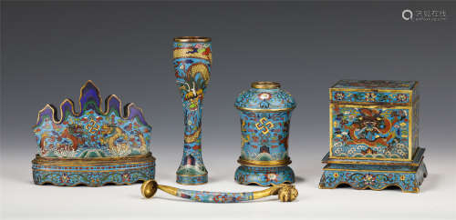 A SET OF CHINESE CLOISONNE DECORATIONS