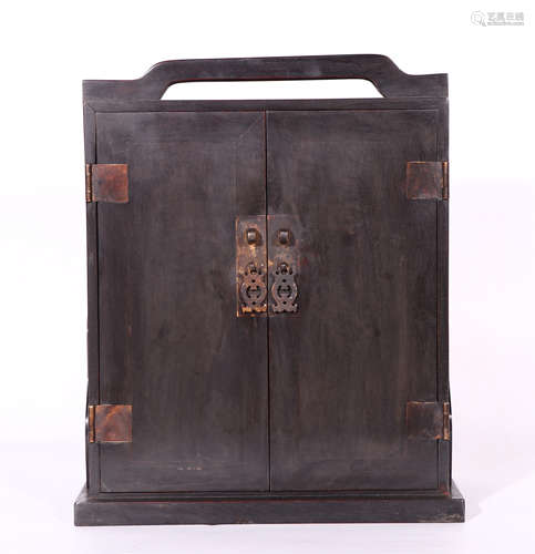 A CHINESE ZITAN BOOK BOX