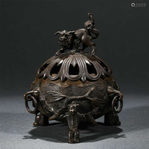 A CHINESE BRONZE INCENSE CAGE