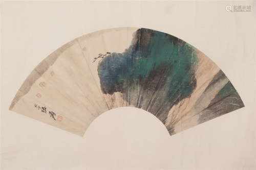 A CHINESE FAN-SHAPE PAINTING