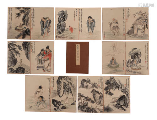 A CHINESE ALBUM OF PAINTING OF FIGURE STORY