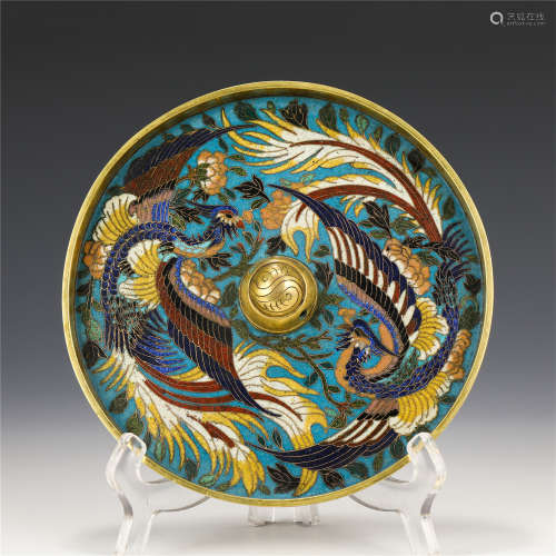 A CHINESE CLOISONNE MIRROR