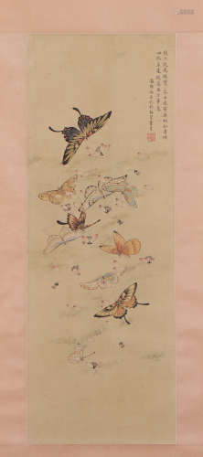 A CHINESE PAINTING OF BUTTERFLIES