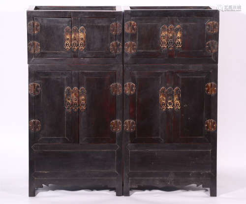 A PAIR OF CHINESE ZITAN CABINETS