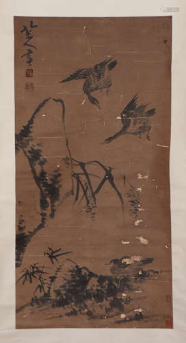 A CHINESE PAINTING OF BIRDS