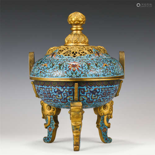 A CHINESE CLOISONNE INCENSE CAGE