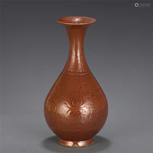 A CHINESE BROWN GLAZED PORCELAIN VASE