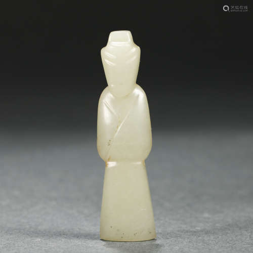 A CHINESE JADE FIGURE DECORATION