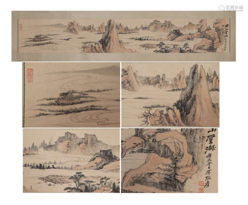 A CHINESE PAINTING OF MOUNTAINS LANDSCAPE