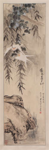 A CHINESE PAINTING OF BIRDS