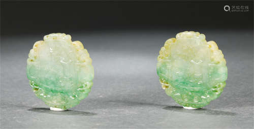 A PAIR OF CHINESE JADEITE BI