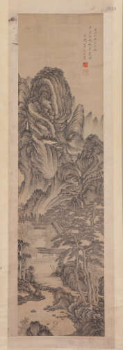 A CHINESE PAINTING OF MOUNTAINS LANDSCAPE