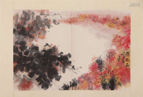 A CHINESE PAINTING OF TREES