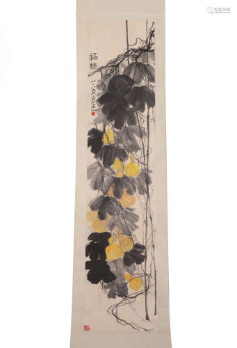 A CHINESE PAINTING OF GOURDS