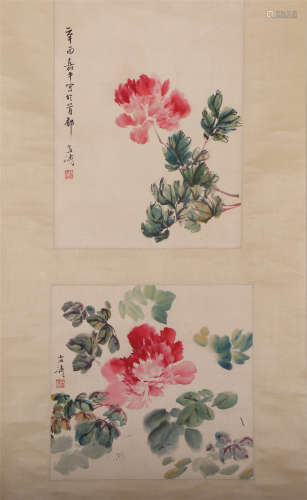 A CHINESE PAINTING OF FLOWERS