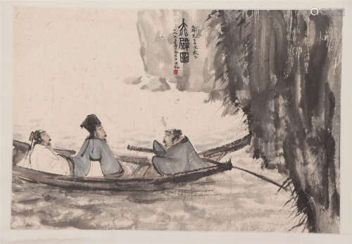 A CHINESE PAINTING OF FIGURE STORY