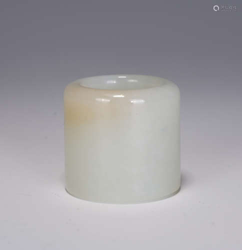 A CHINESE WHITE JADE ARCHER'S RING