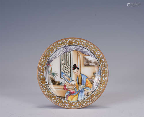 A CHINESE FAMILLE ROSE PORCELAIN VIEWS PLATE