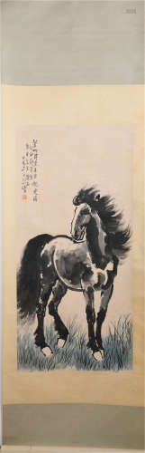 A CHINESE PAINTING OF FINE HORSE