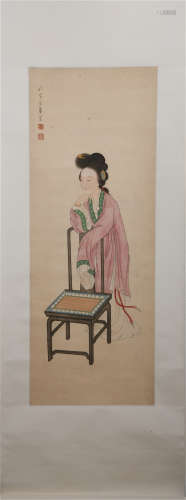 A CHINESE PAINTING OF BEAUTIFUL LADY