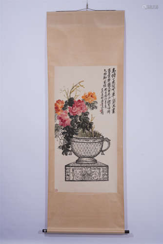 A CHINESE PAINTING OF BOGU FLOWERS