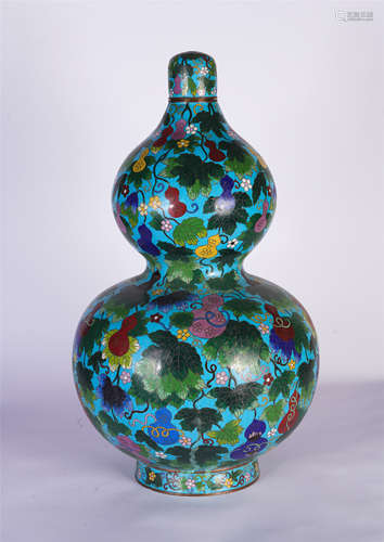 A CHINESE ENAMEL DOUBLE GOURD VASE