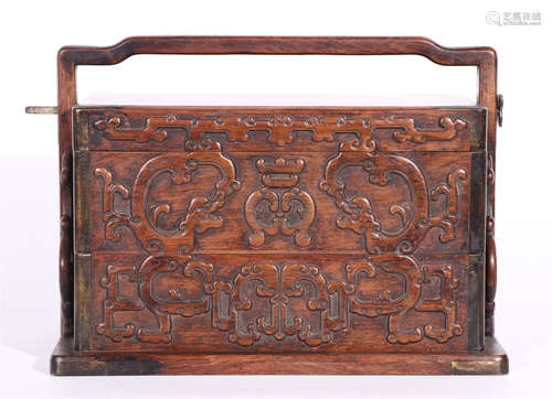 A CHINESE HARDWOOD FOODBOX