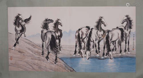 A CHINESE PAINTING OF EIGHT FINE HORSES