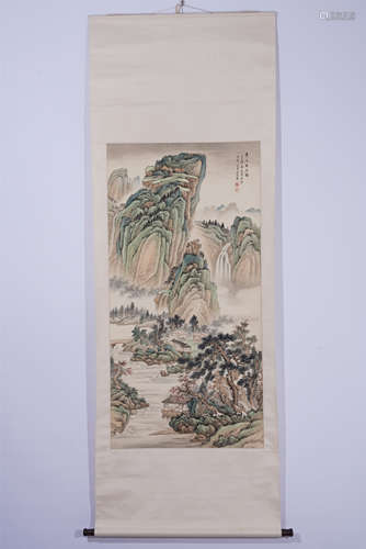 A CHINESE PAINTING OF MOUNTAINS LANDSCAPE