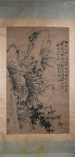 A CHINESE PAINTING OF ORCHID AND BAMBOO