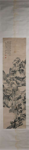 A CHINESE PAINTING OF MOUNTAINS LANDSCAPE