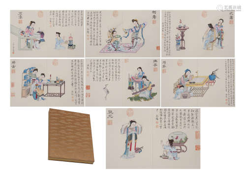 A CHINESE ALBUM OF PAINTINGS FIGURE STORY