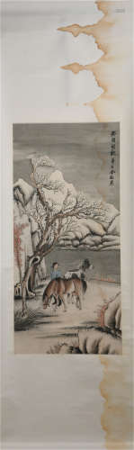 A CHINESE PAINTING OF FIGURE STORY IN SNOW SCENERY
